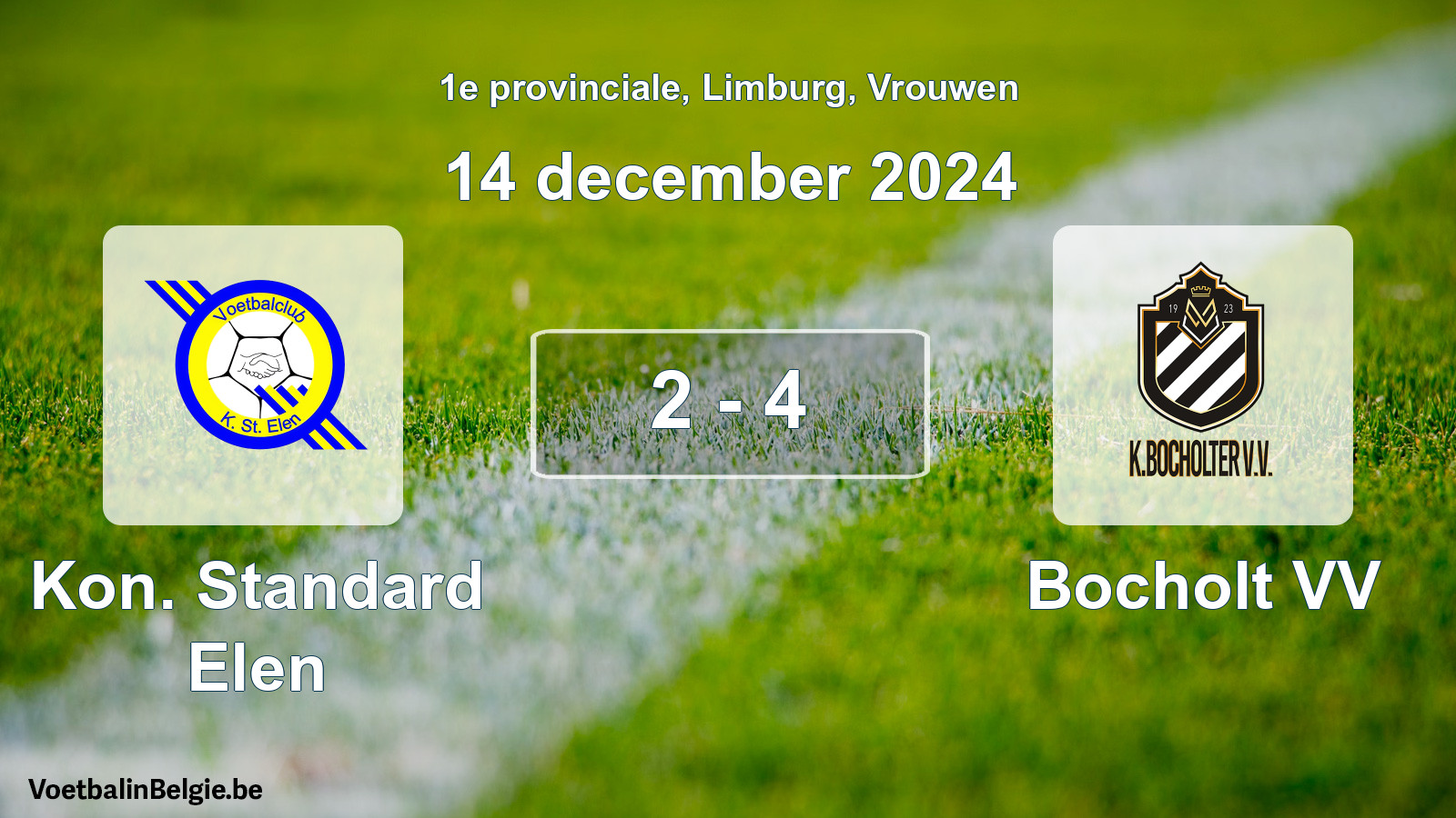 Gespeelde wedstrijd vrouwenvoetbal: Kon. Standard Elen - Bocholt VV 2 - 4 (14 december 2024)