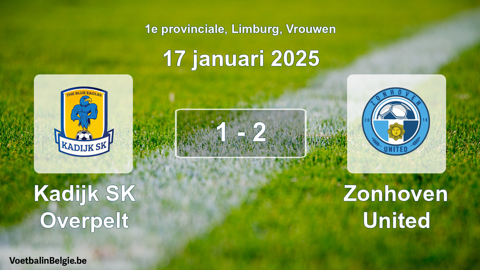Gespeelde wedstrijd vrouwenvoetbal: Kadijk SK Overpelt - Zonhoven United 1 - 2 (17 januari 2025)
