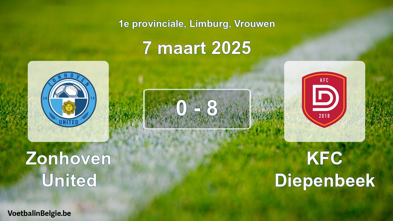 Gespeelde wedstrijd vrouwenvoetbal: Zonhoven United - KFC Diepenbeek 0 - 8 (7 maart 2025)