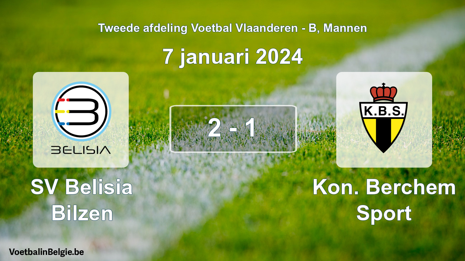 Gespeelde wedstrijd mannenvoetbal: SV Belisia Bilzen - Kon. Berchem Sport 2 - 1 (7 januari 2024)