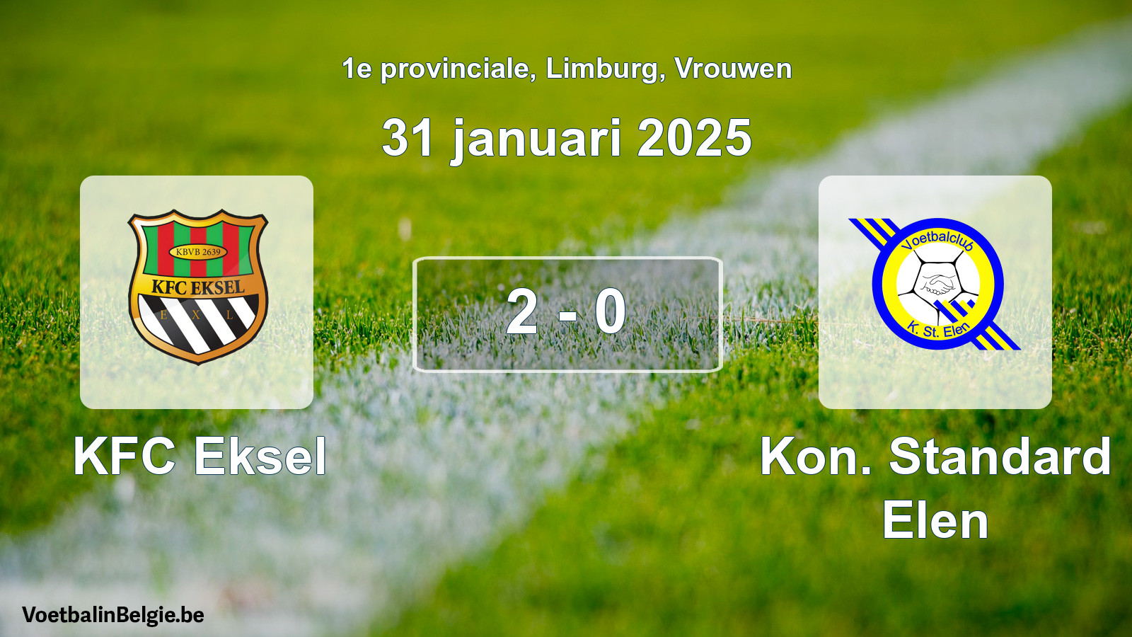 Gespeelde wedstrijd vrouwenvoetbal: KFC Eksel - Kon. Standard Elen 2 - 0 (31 januari 2025)