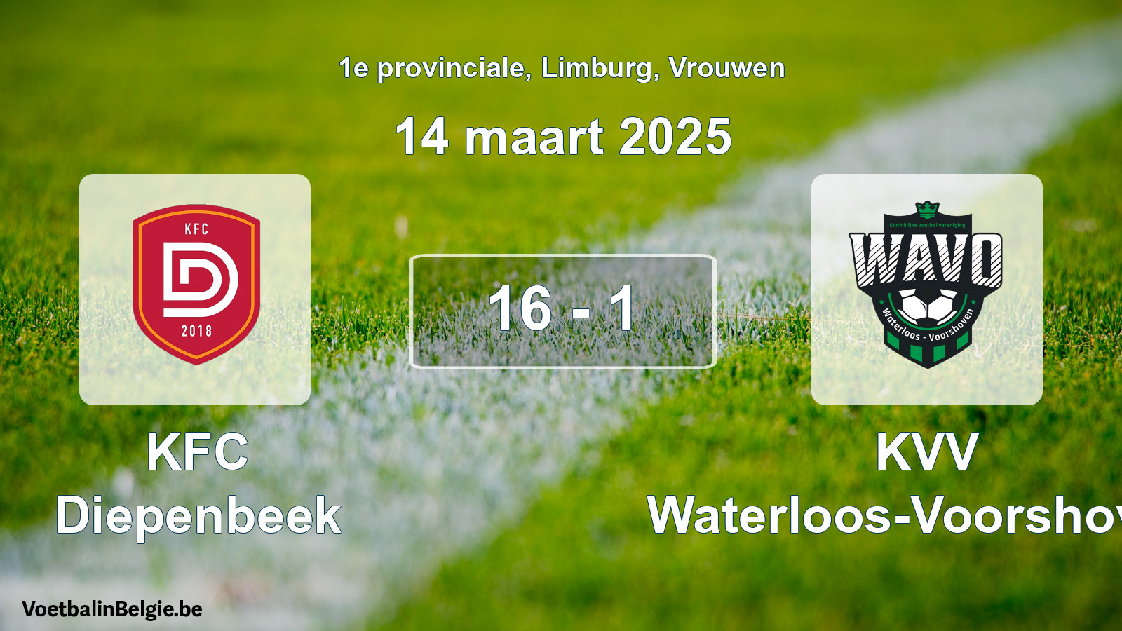 Gespieltes Spiel frauen-Fußball: KFC Diepenbeek - KVV Waterloos-Voorshoven 16 - 1 (14 März 2025)