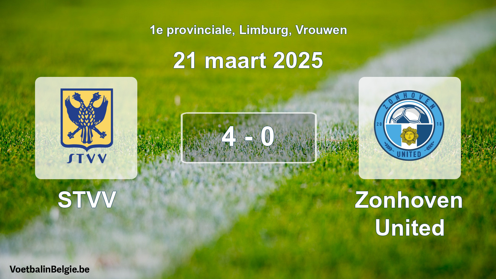 Gespeelde wedstrijd vrouwenvoetbal: STVV - Zonhoven United 4 - 0 (21 maart 2025)
