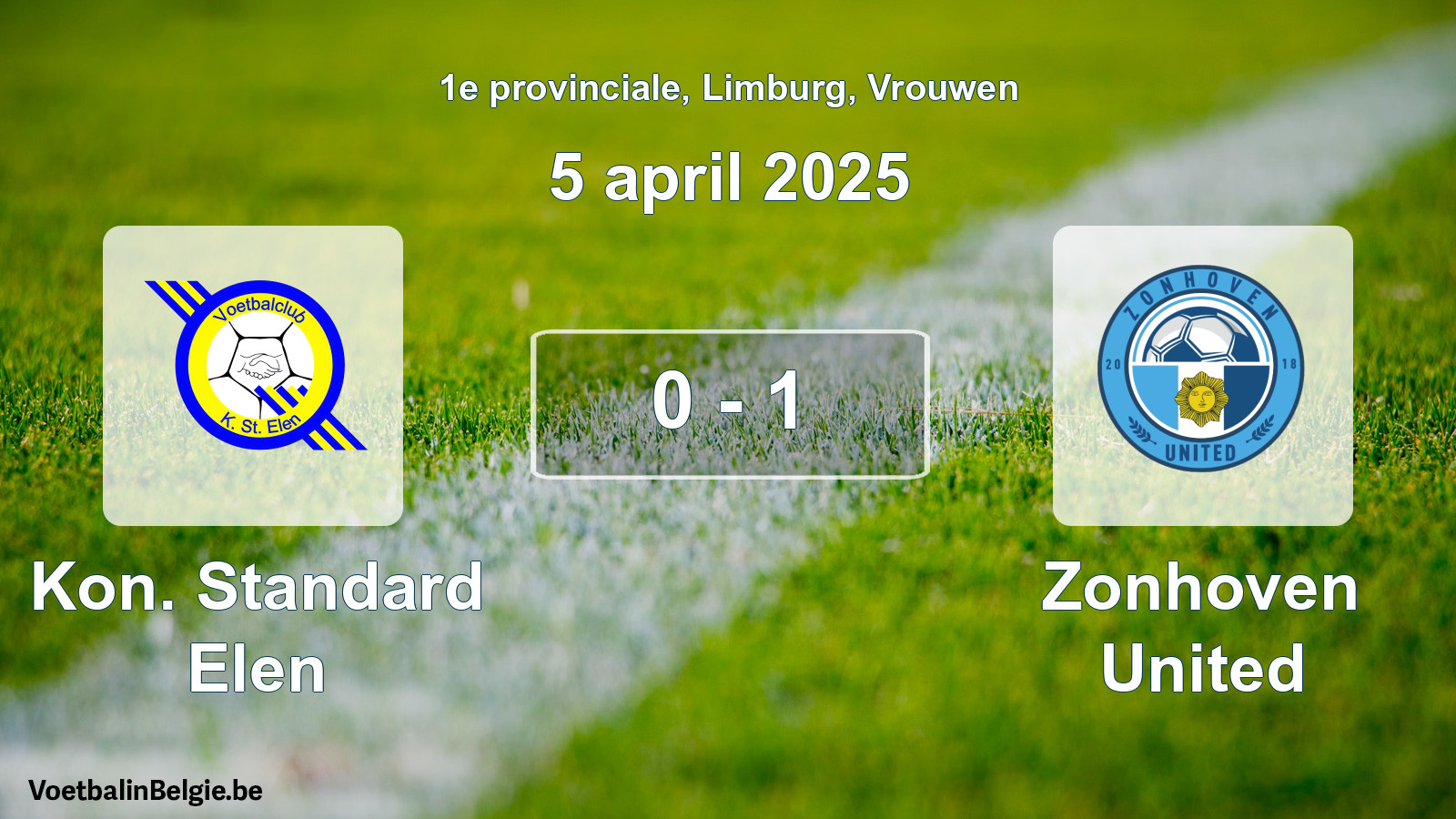 Gespeelde wedstrijd vrouwenvoetbal: Kon. Standard Elen - Zonhoven United 0 - 1 (5 april 2025)