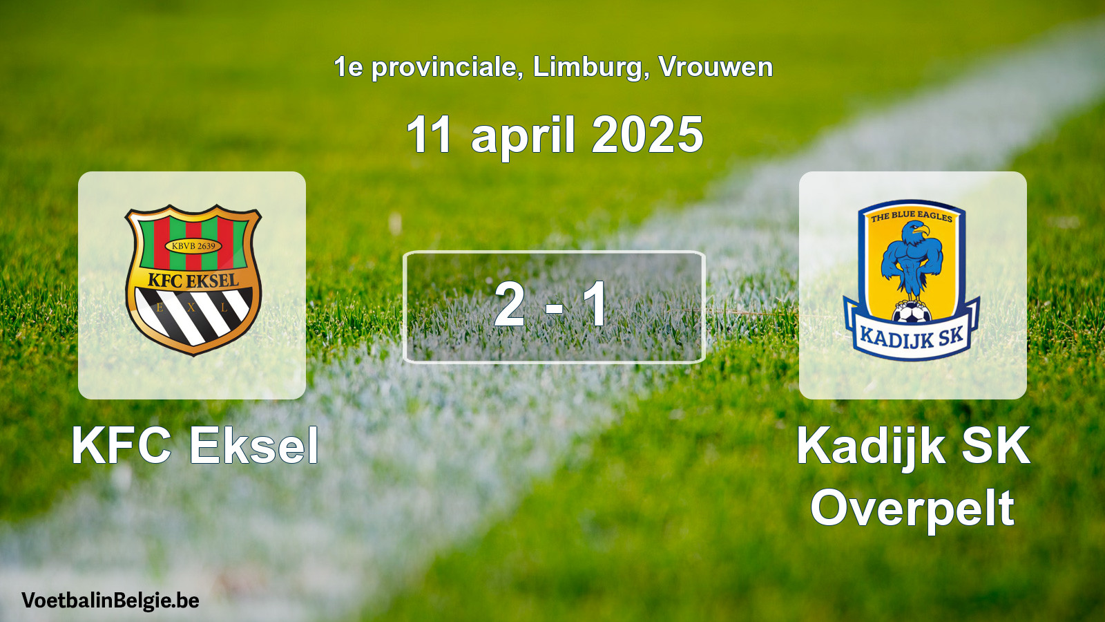 Gespeelde wedstrijd vrouwenvoetbal: KFC Eksel - Kadijk SK Overpelt 2 - 1 (11 april 2025)