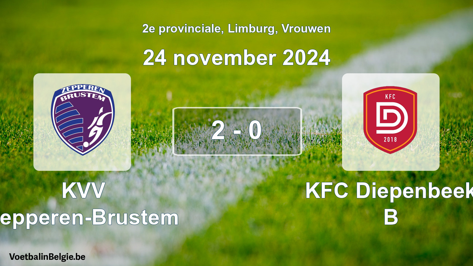 Played match women football: KVV Zepperen-Brustem - KFC Diepenbeek B 2 - 0 (24 November 2024)