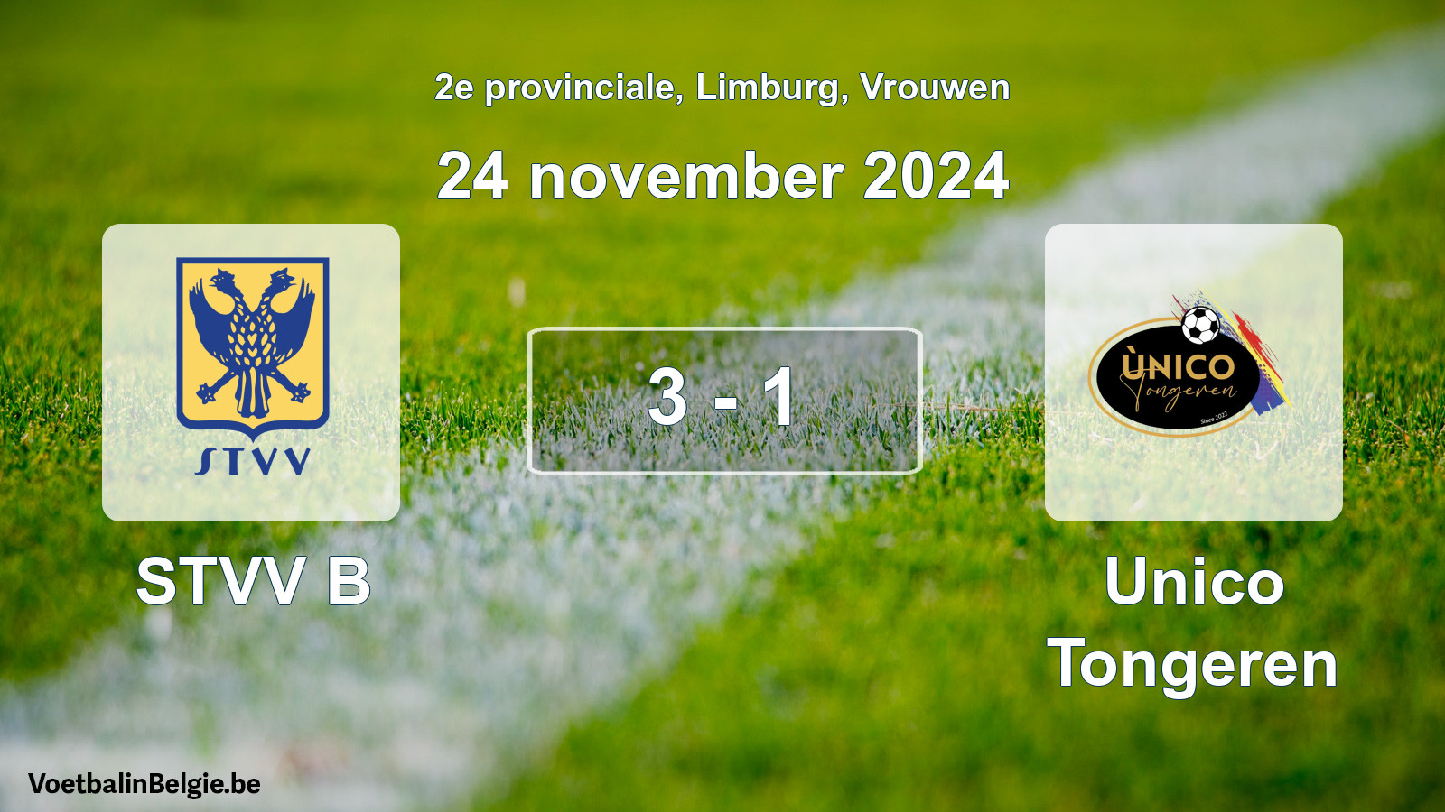 Played match women football: STVV B - Unico Tongeren 3 - 1 (24 November 2024)