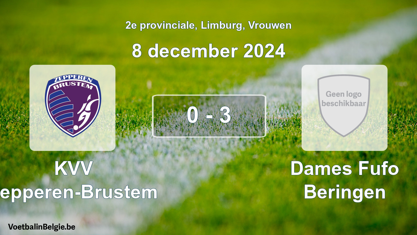 Gespeelde wedstrijd vrouwenvoetbal: KVV Zepperen-Brustem - Dames Fufo Beringen 0 - 3 (8 december 2024)