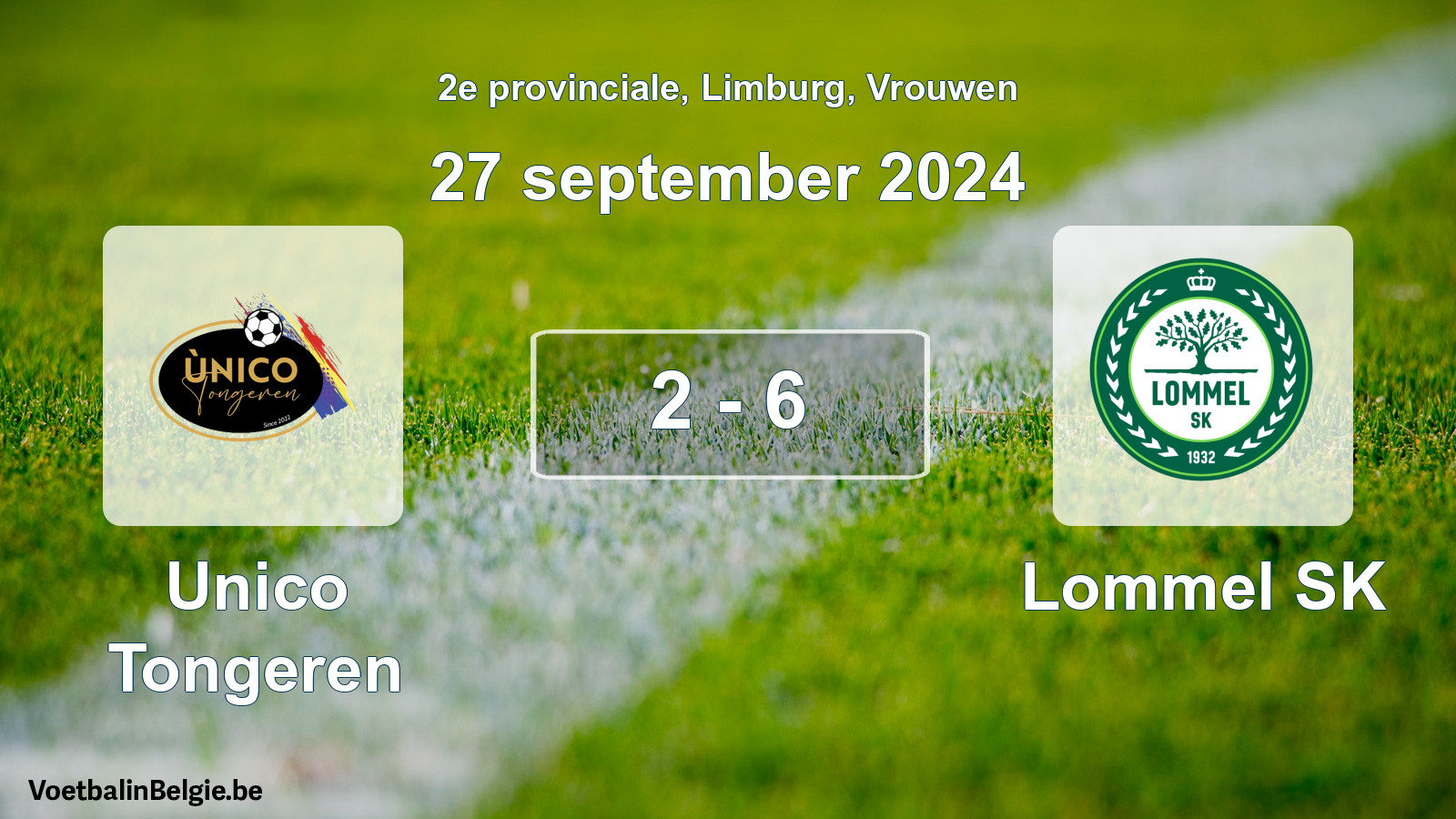 Played match women football: Unico Tongeren - Lommel SK 2 - 6 (27 September 2024)