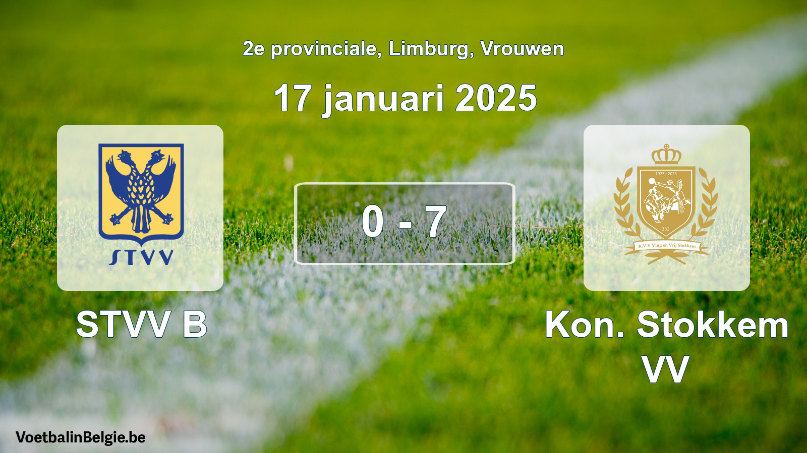 Gespeelde wedstrijd vrouwenvoetbal: STVV B - Kon. Stokkem VV 0 - 7 (17 januari 2025)