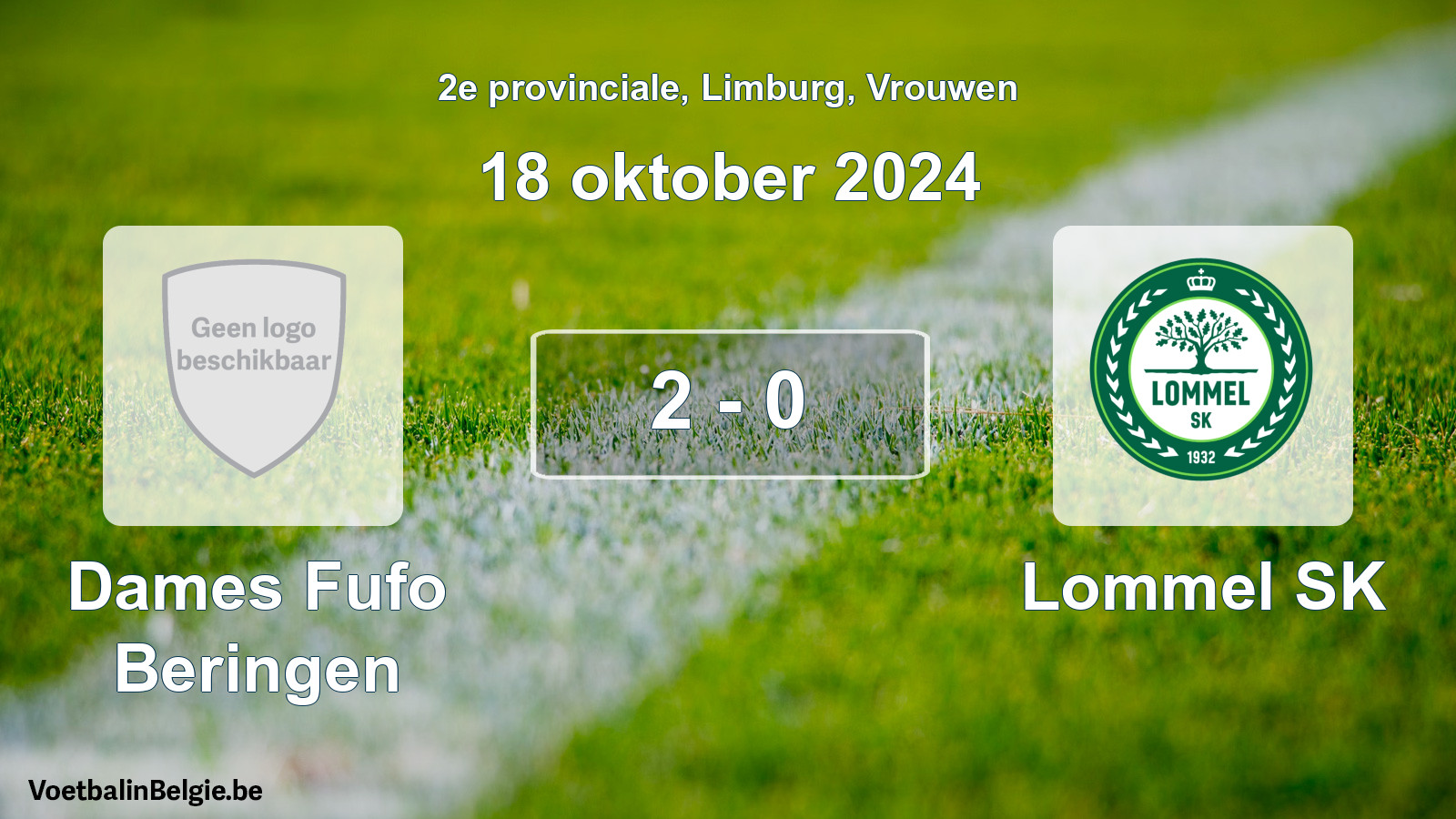 Gespeelde wedstrijd vrouwenvoetbal: Dames Fufo Beringen - Lommel SK 2 - 0 (18 oktober 2024)