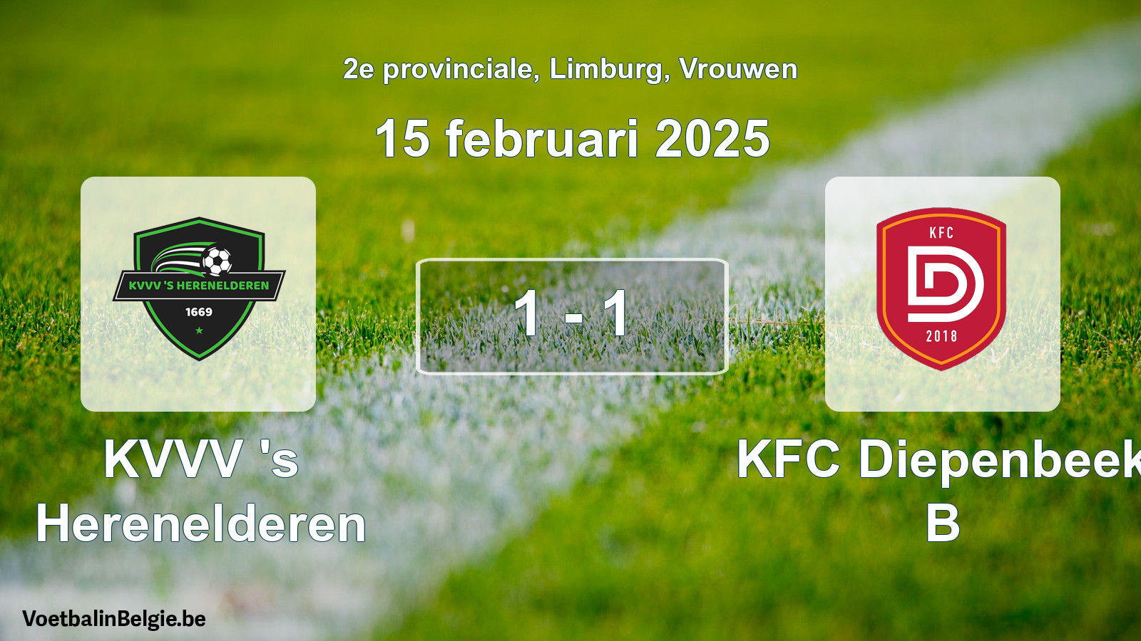 Played match women football: KVVV 's Herenelderen - KFC Diepenbeek B 1 - 1 (15 February 2025)