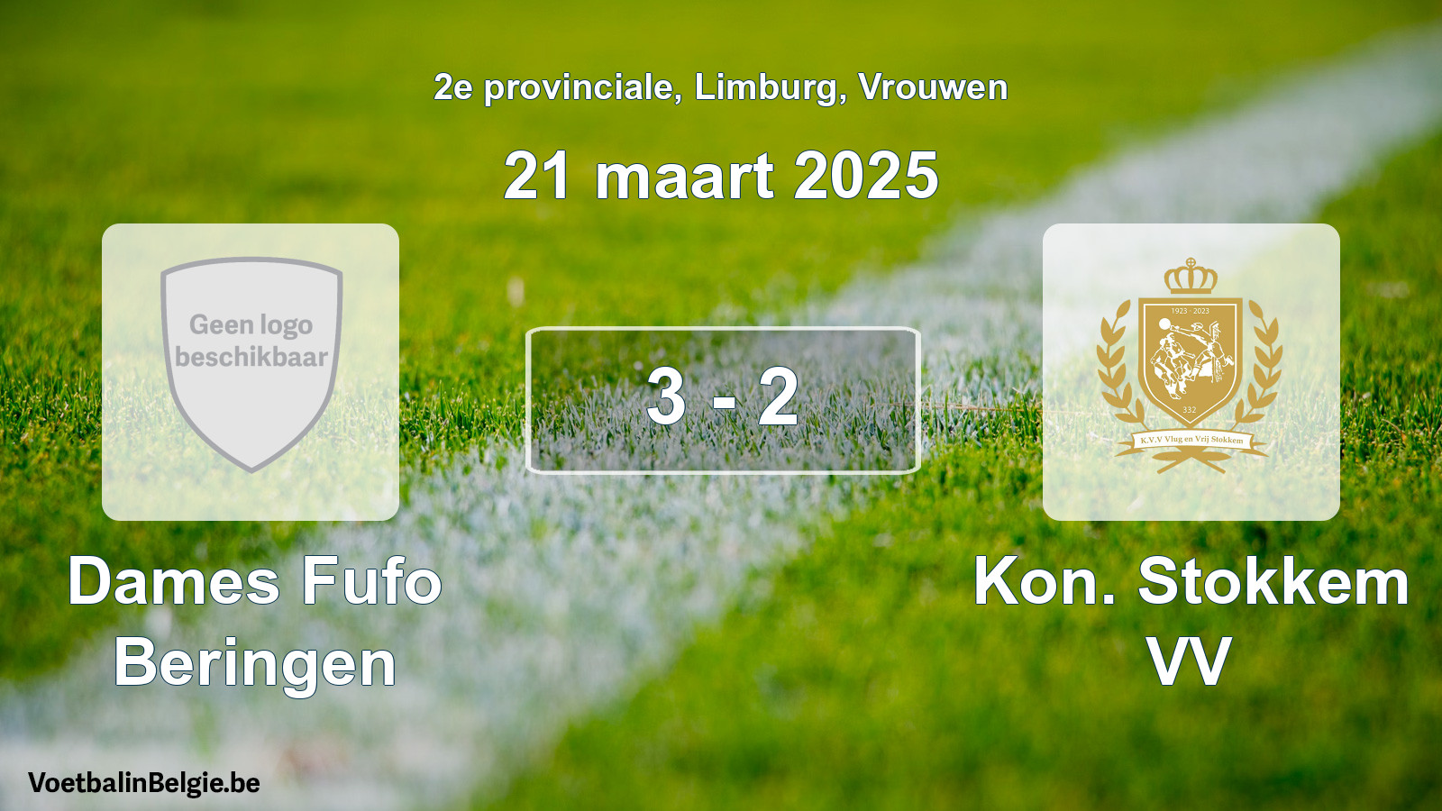 Gespeelde wedstrijd vrouwenvoetbal: Dames Fufo Beringen - Kon. Stokkem VV 3 - 2 (21 maart 2025)