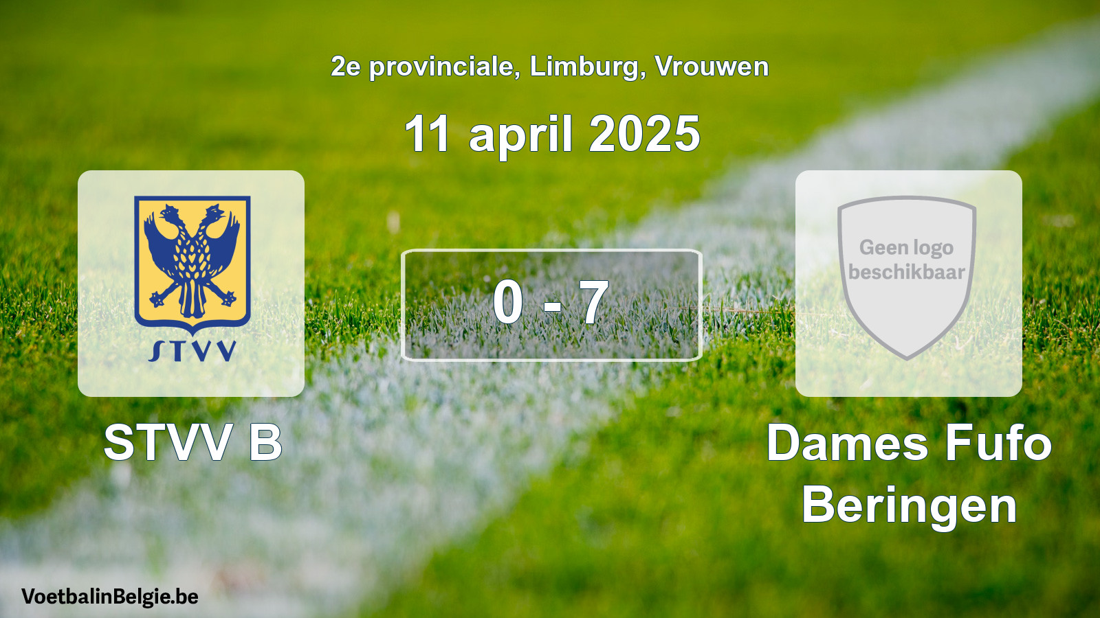 Gespeelde wedstrijd vrouwenvoetbal: STVV B - Dames Fufo Beringen 0 - 7 (11 april 2025)