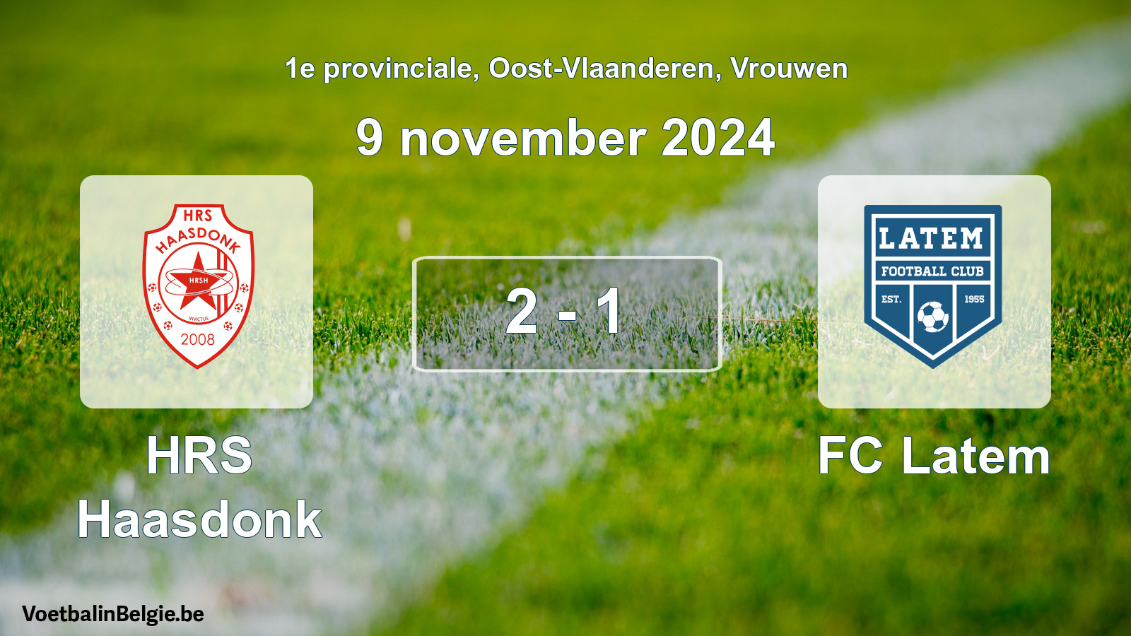 Gespeelde wedstrijd vrouwenvoetbal: HRS Haasdonk - FC Latem 2 - 1 (9 november 2024)