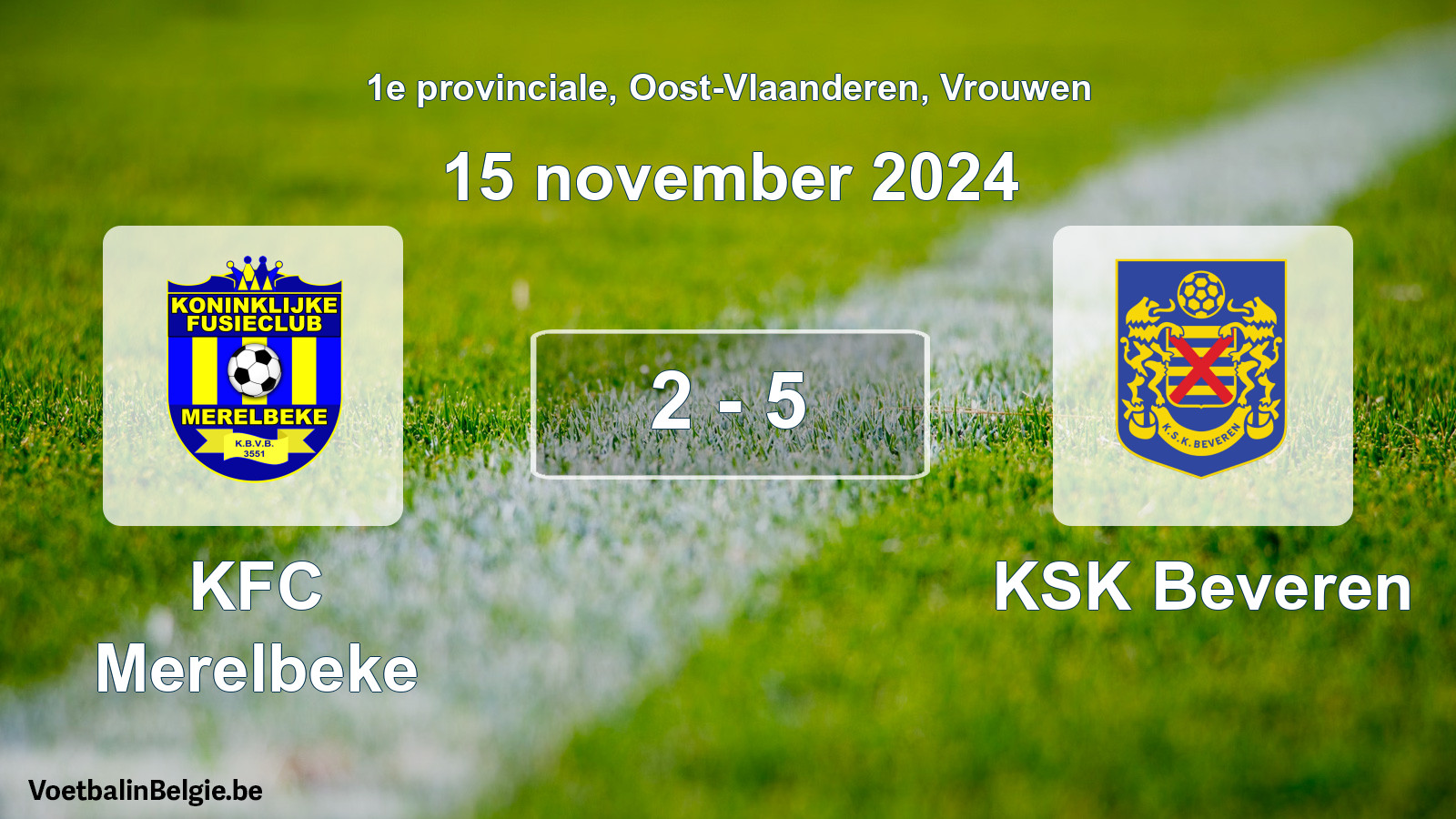 Gespeelde wedstrijd vrouwenvoetbal: KFC Merelbeke - KSK Beveren 2 - 5 (15 november 2024)