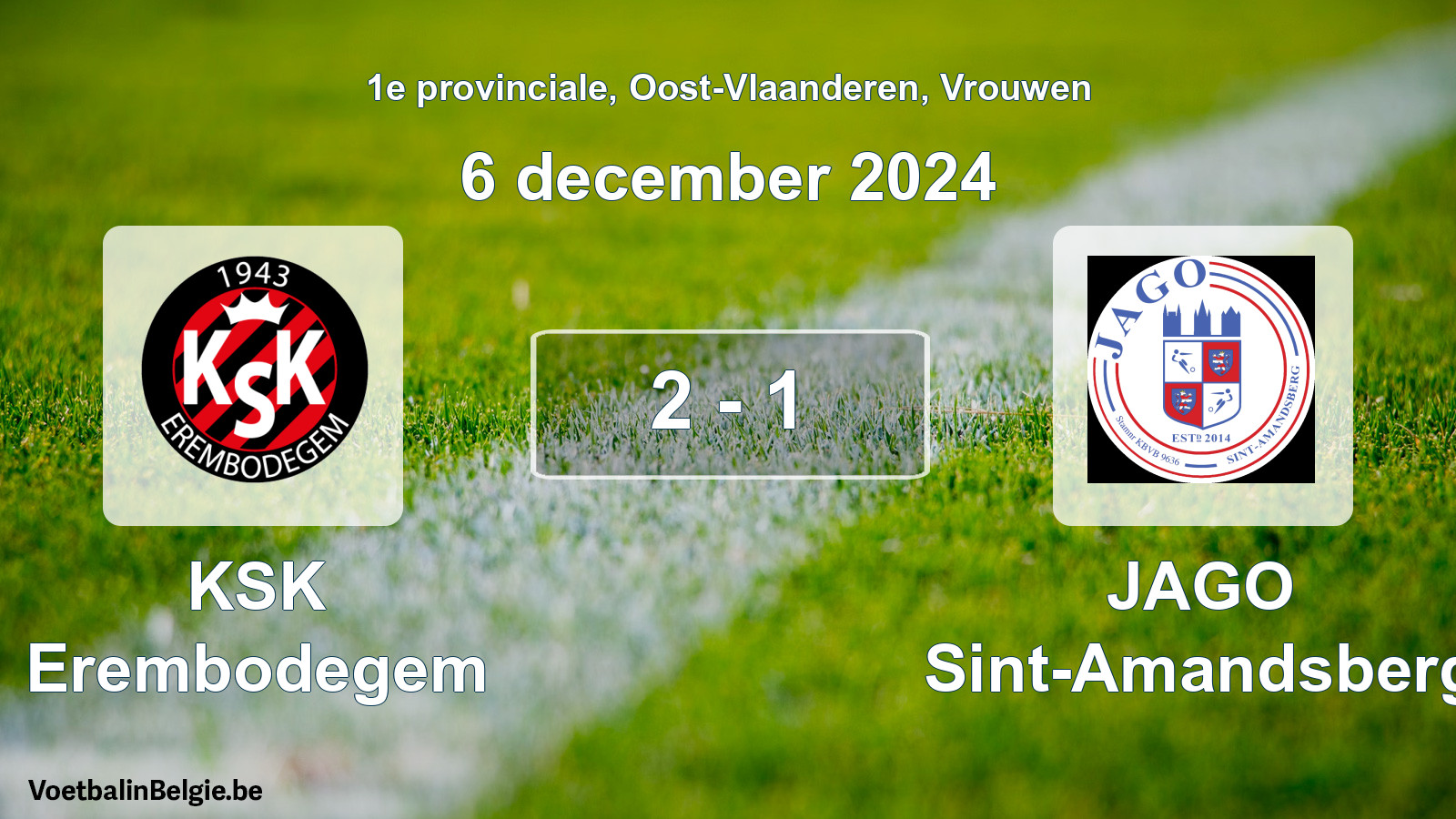 Gespeelde wedstrijd vrouwenvoetbal: KSK Erembodegem - JAGO Sint-Amandsberg 2 - 1 (6 december 2024)