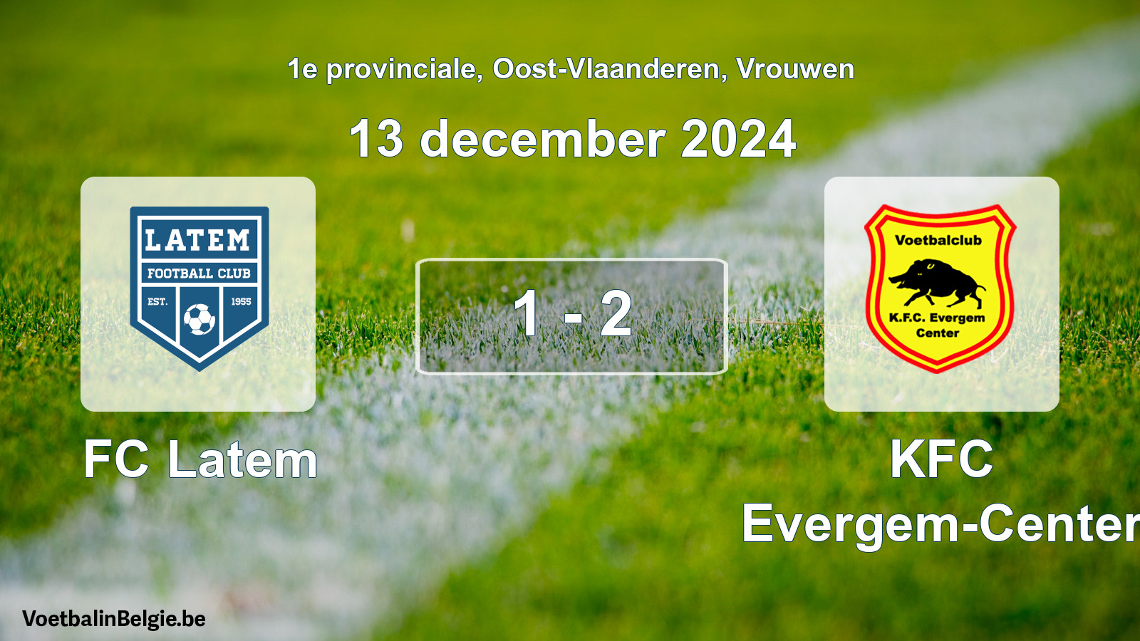 Gespeelde wedstrijd vrouwenvoetbal: FC Latem - KFC Evergem-Center 1 - 2 (13 december 2024)