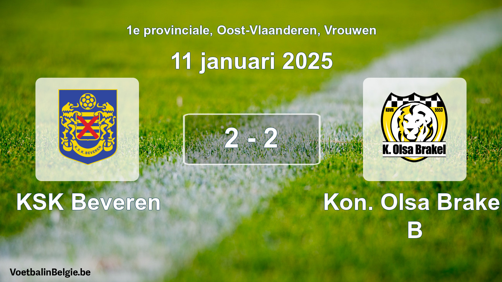 Gespeelde wedstrijd vrouwenvoetbal: KSK Beveren - Kon. Olsa Brakel B 2 - 2 (11 januari 2025)