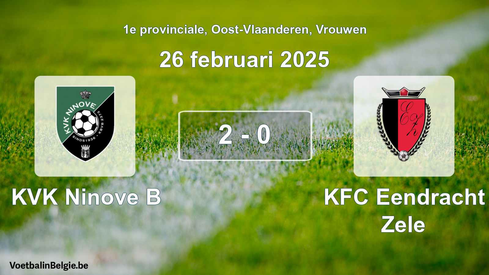 Gespeelde wedstrijd vrouwenvoetbal: KVK Ninove B - KFC Eendracht Zele 2 - 0 (26 februari 2025)