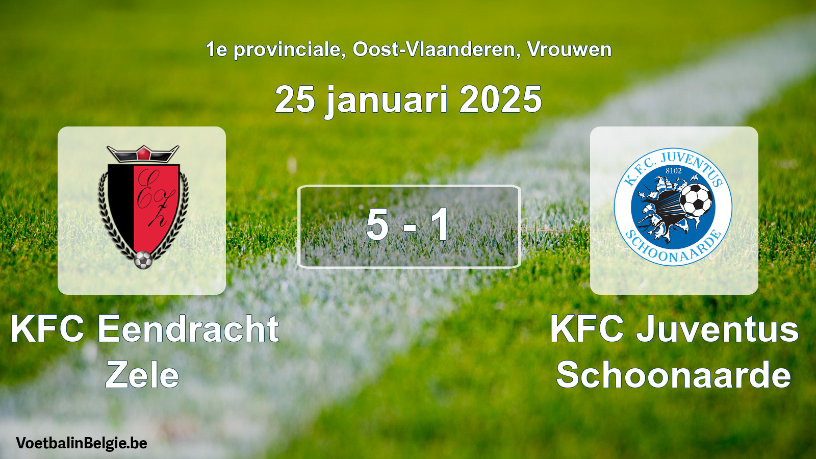 Gespeelde wedstrijd vrouwenvoetbal: KFC Eendracht Zele - KFC Juventus Schoonaarde 5 - 1 (25 januari 2025)