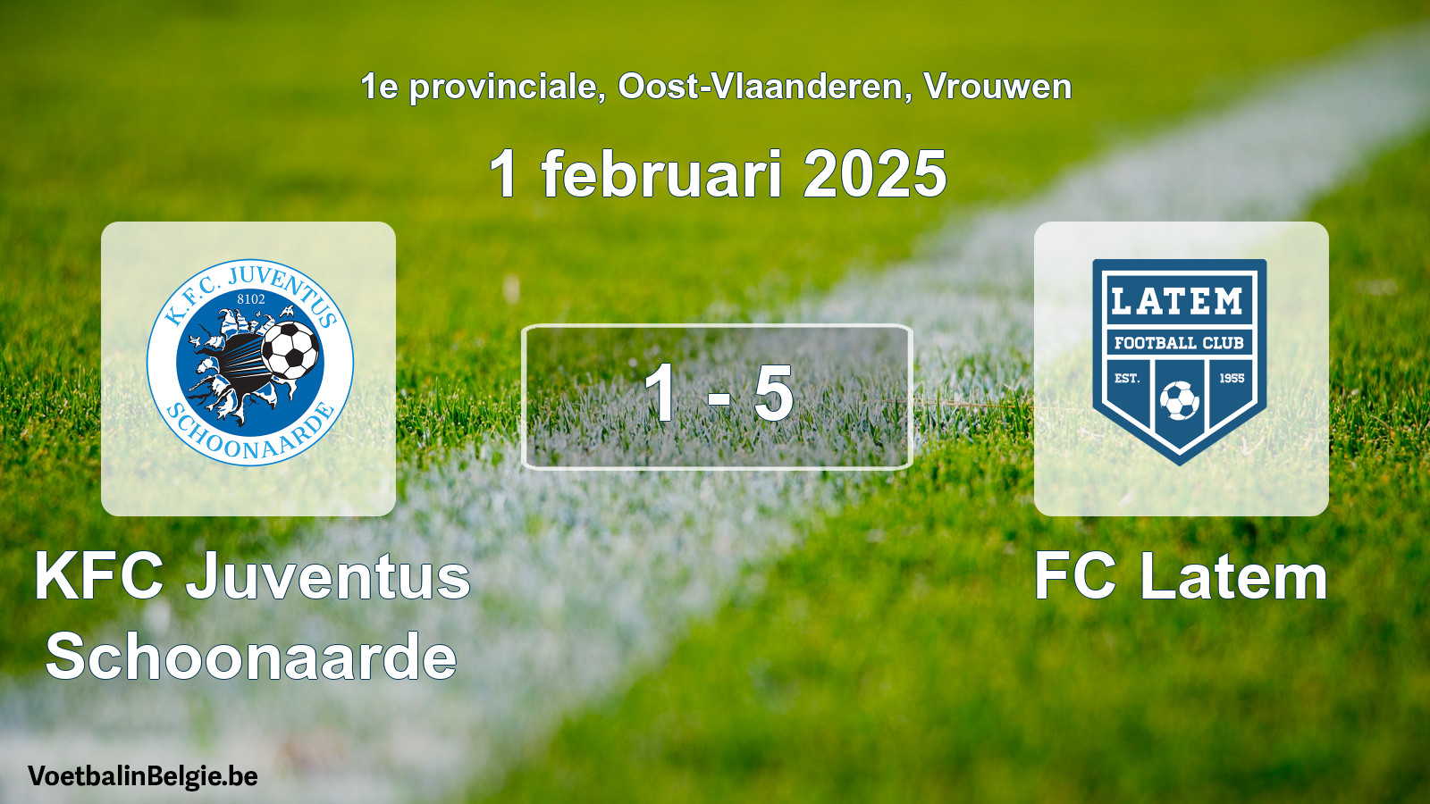 Match joué football femmes: KFC Juventus Schoonaarde - FC Latem 1 - 5 (1 février 2025)