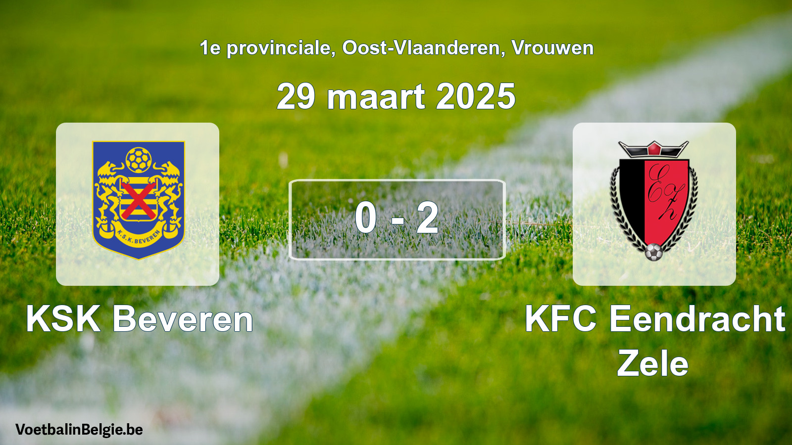 Gespeelde wedstrijd vrouwenvoetbal: KSK Beveren - KFC Eendracht Zele 0 - 2 (29 maart 2025)