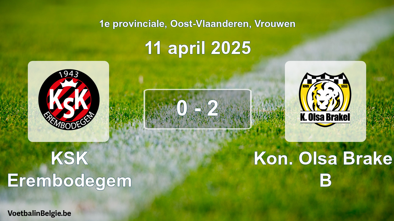 Gespeelde wedstrijd vrouwenvoetbal: KSK Erembodegem - Kon. Olsa Brakel B 0 - 2 (11 april 2025)