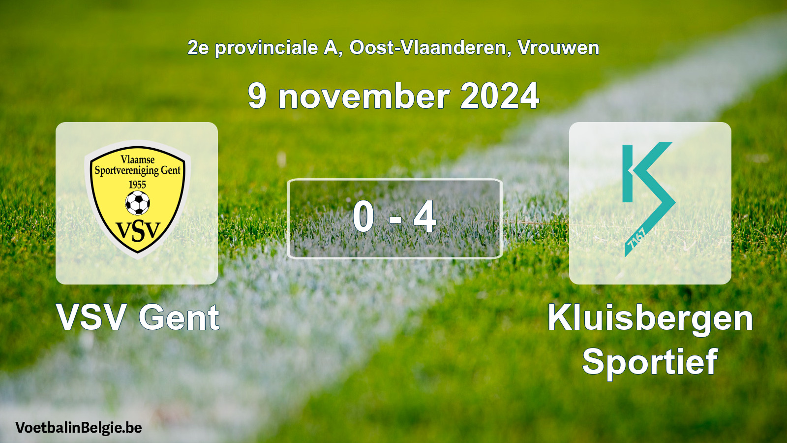 Gespeelde wedstrijd vrouwenvoetbal: VSV Gent - Kluisbergen Sportief 0 - 4 (9 november 2024)