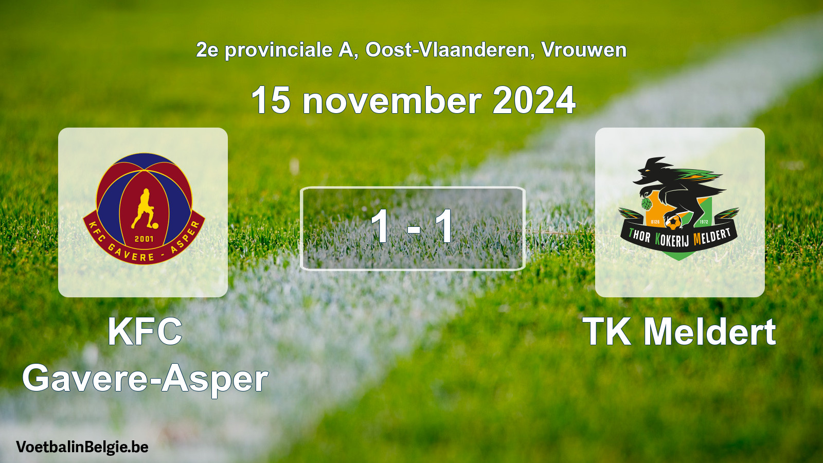 Gespeelde wedstrijd vrouwenvoetbal: KFC Gavere-Asper - TK Meldert 1 - 1 (15 november 2024)