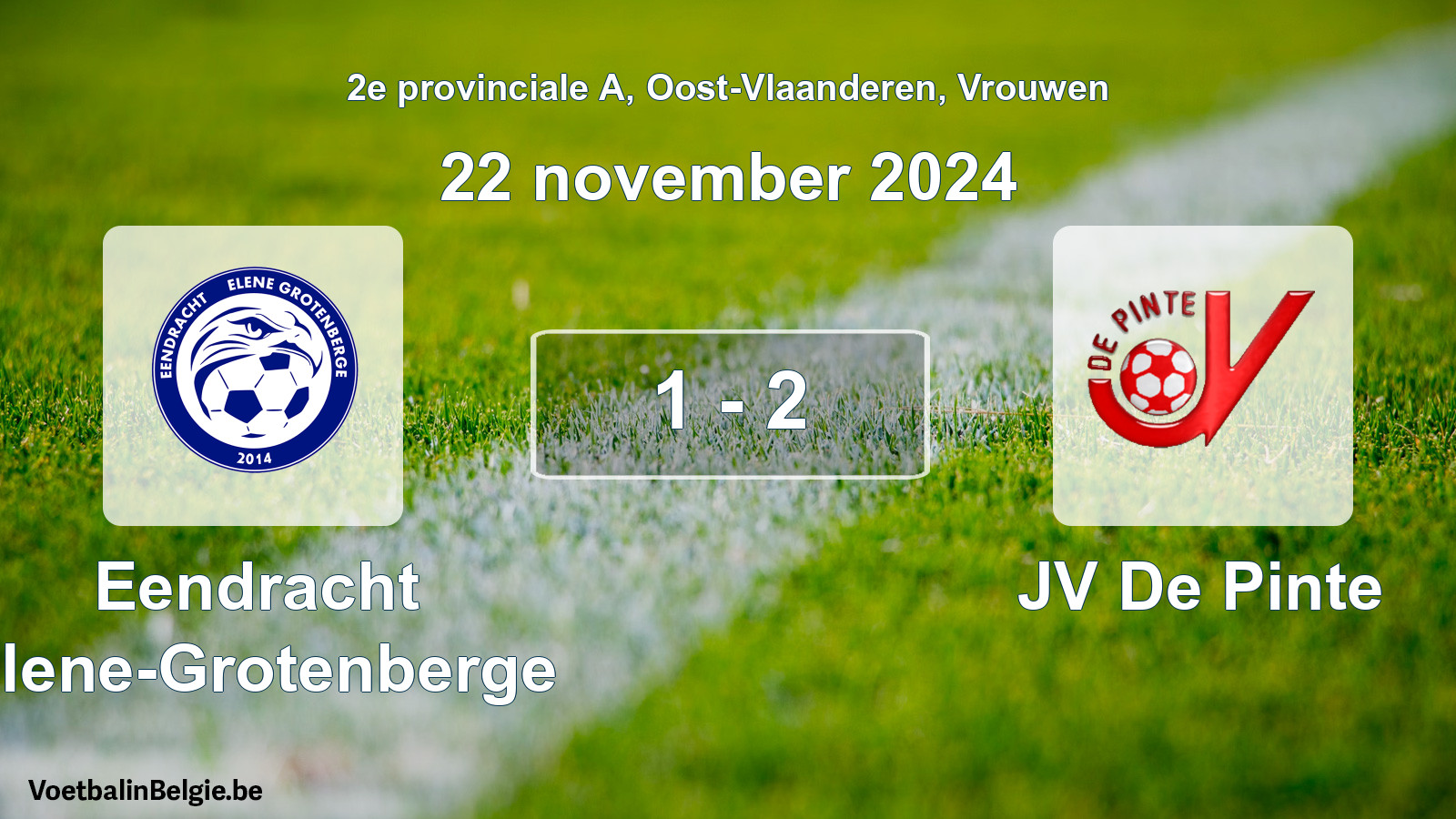 Gespeelde wedstrijd vrouwenvoetbal: Eendracht Elene-Grotenberge - JV De Pinte 1 - 2 (22 november 2024)