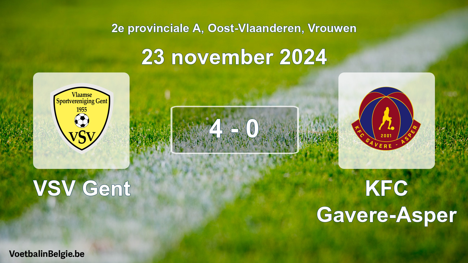 Played match women football: VSV Gent - KFC Gavere-Asper 4 - 0 (23 November 2024)