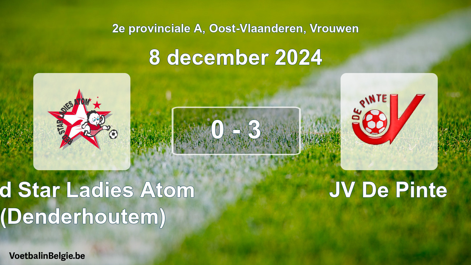 Gespeelde wedstrijd vrouwenvoetbal: Red Star Ladies Atom (Denderhoutem) - JV De Pinte 0 - 3 (8 december 2024)