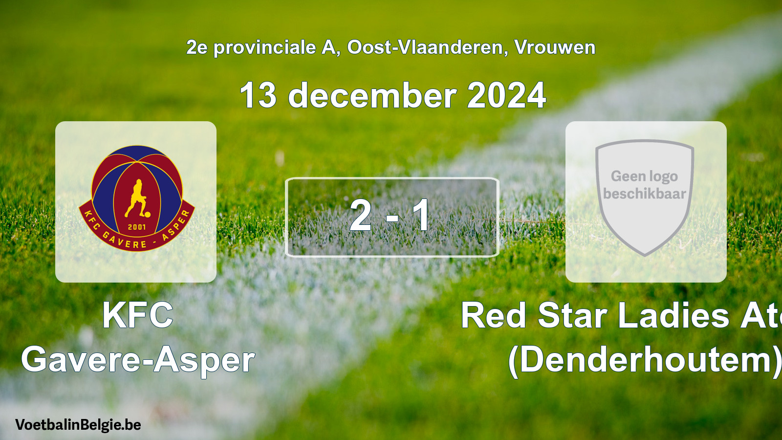 Gespeelde wedstrijd vrouwenvoetbal: KFC Gavere-Asper - Red Star Ladies Atom (Denderhoutem) 2 - 1 (13 december 2024)