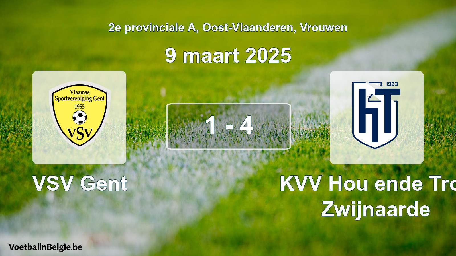 Gespeelde wedstrijd vrouwenvoetbal: VSV Gent - KVV Hou ende Trou Zwijnaarde 1 - 4 (9 maart 2025)