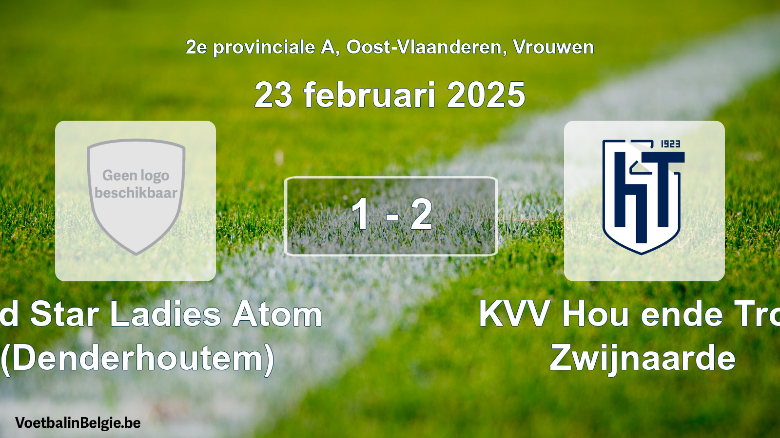Gespeelde wedstrijd vrouwenvoetbal: Red Star Ladies Atom (Denderhoutem) - KVV Hou ende Trou Zwijnaarde 1 - 2 (23 februari 2025)