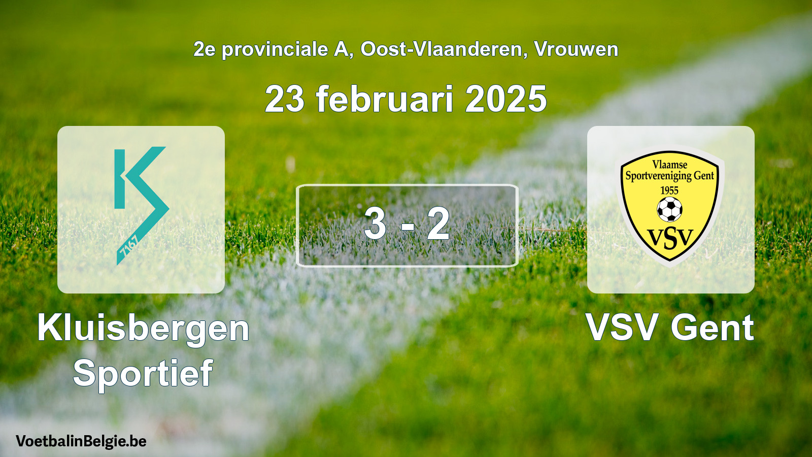 Match joué football femmes: Kluisbergen Sportief - VSV Gent 3 - 2 (23 février 2025)