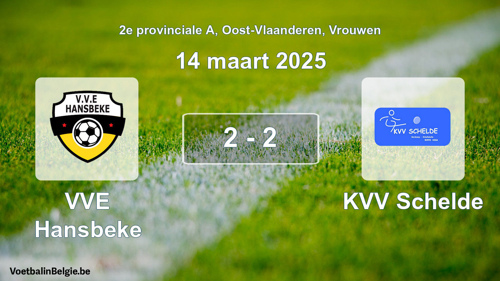 Gespeelde wedstrijd vrouwenvoetbal: VVE Hansbeke - KVV Schelde 2 - 2 (14 maart 2025)
