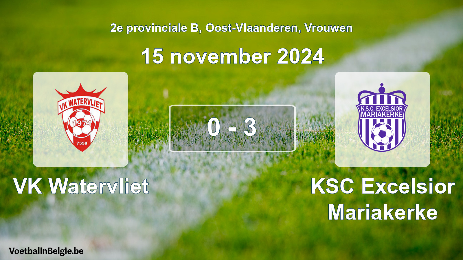 Match joué football femmes: VK Watervliet - KSC Excelsior Mariakerke 0 - 3 (15 novembre 2024)