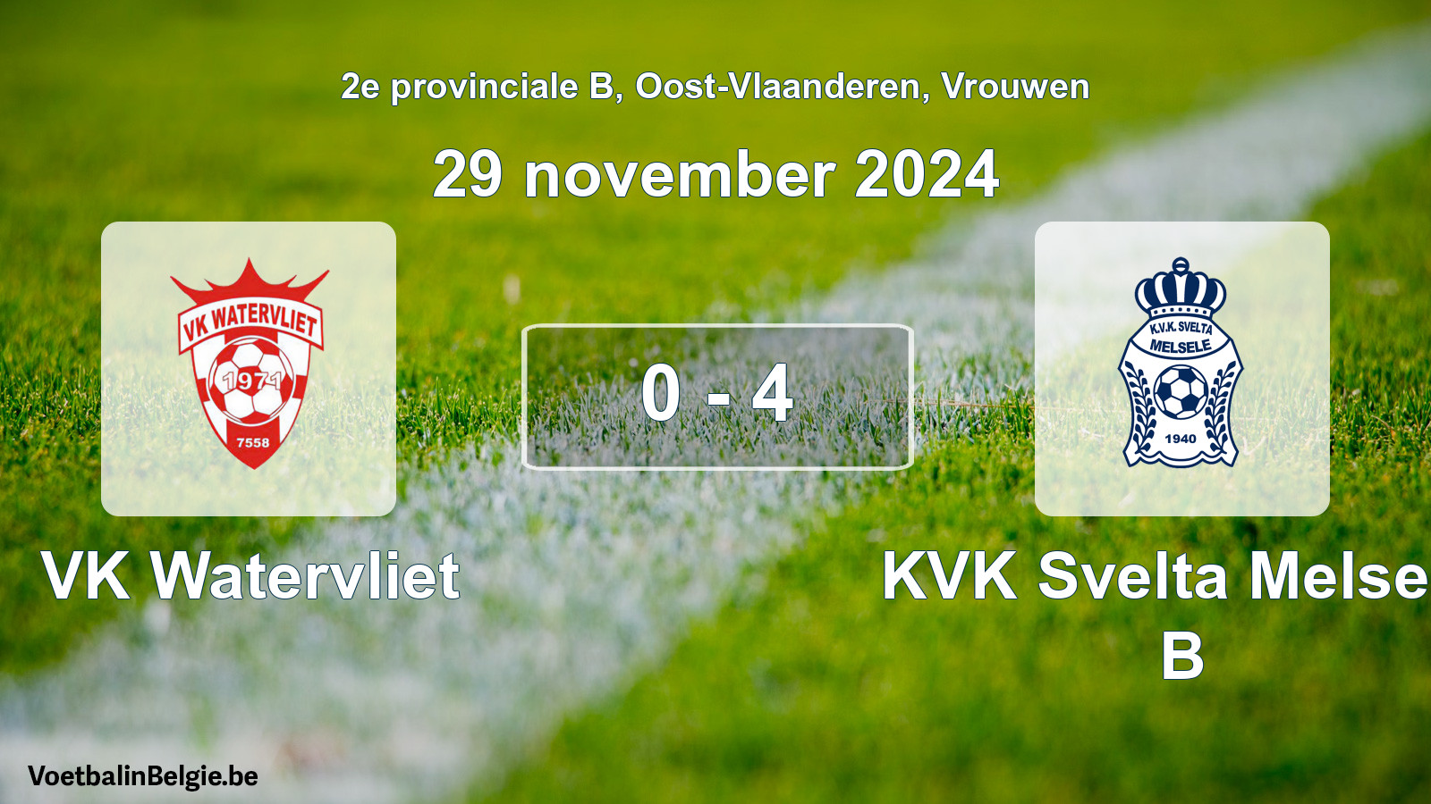Gespeelde wedstrijd vrouwenvoetbal: VK Watervliet - KVK Svelta Melsele B 0 - 4 (29 november 2024)