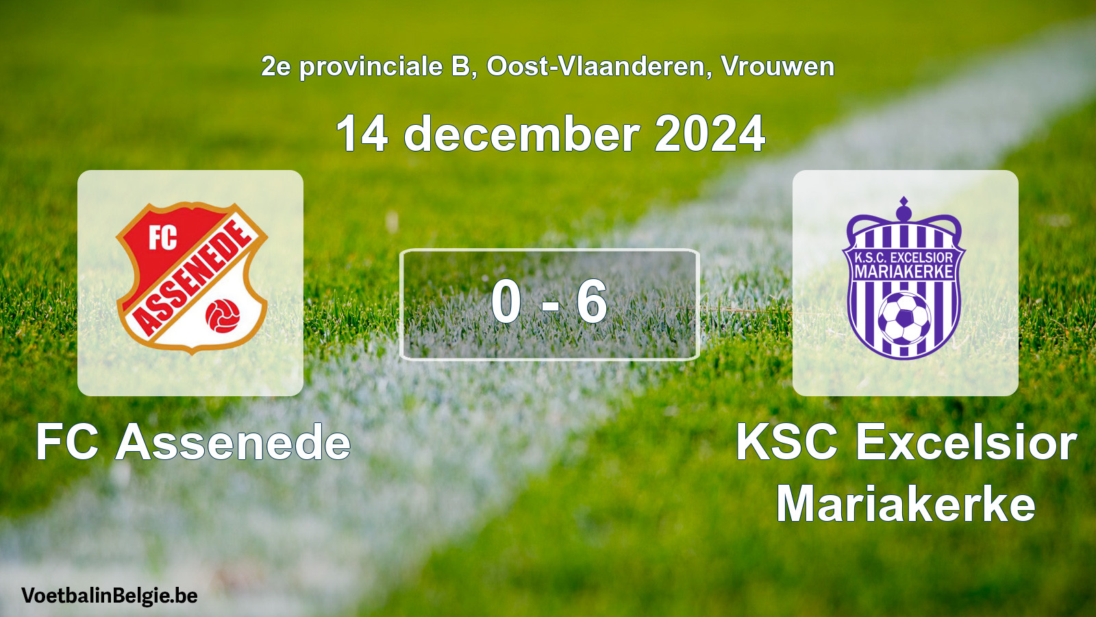 Gespeelde wedstrijd vrouwenvoetbal: FC Assenede - KSC Excelsior Mariakerke 0 - 6 (14 december 2024)