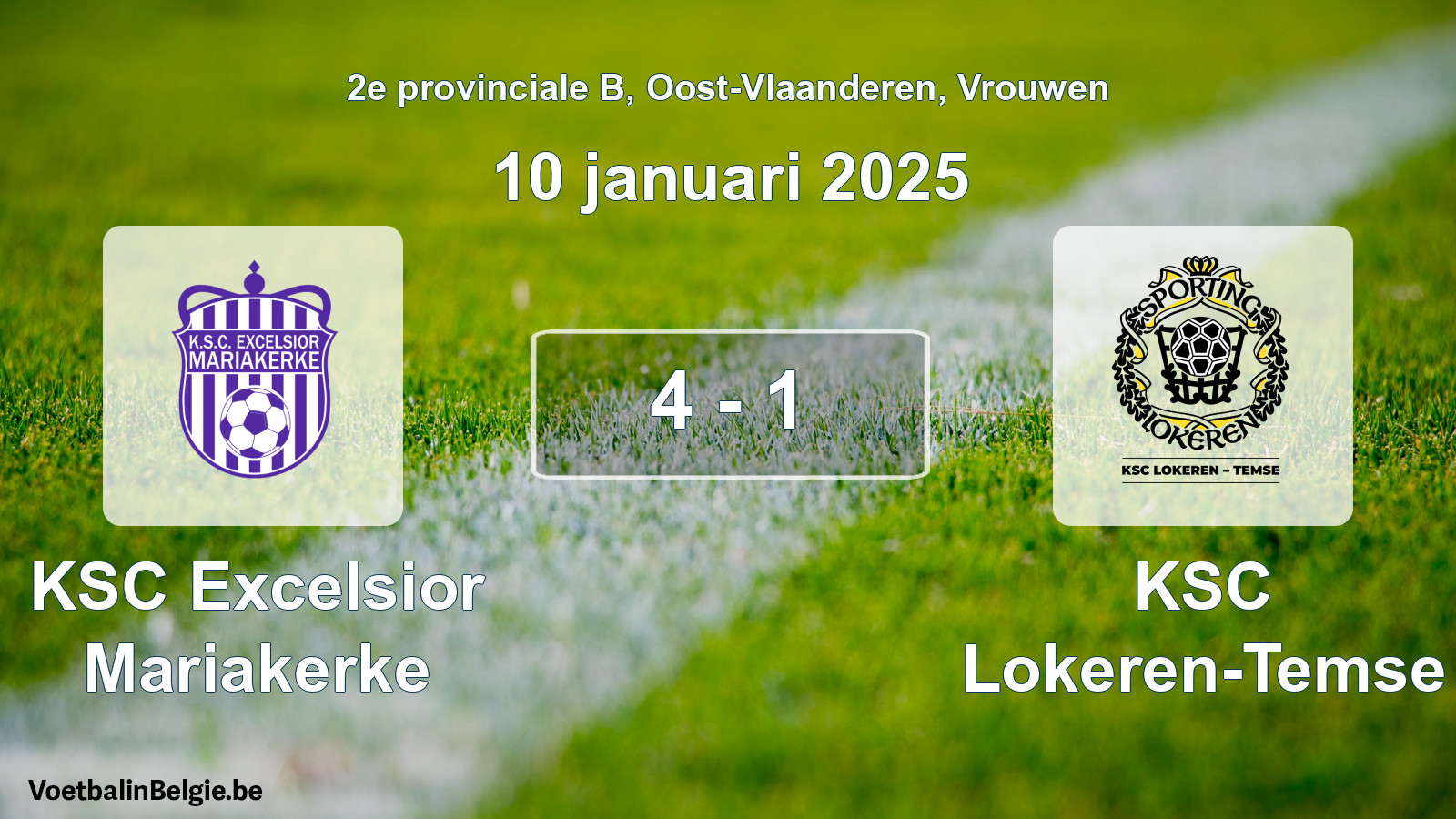 Gespeelde wedstrijd vrouwenvoetbal: KSC Excelsior Mariakerke - KSC Lokeren-Temse 4 - 1 (10 januari 2025)