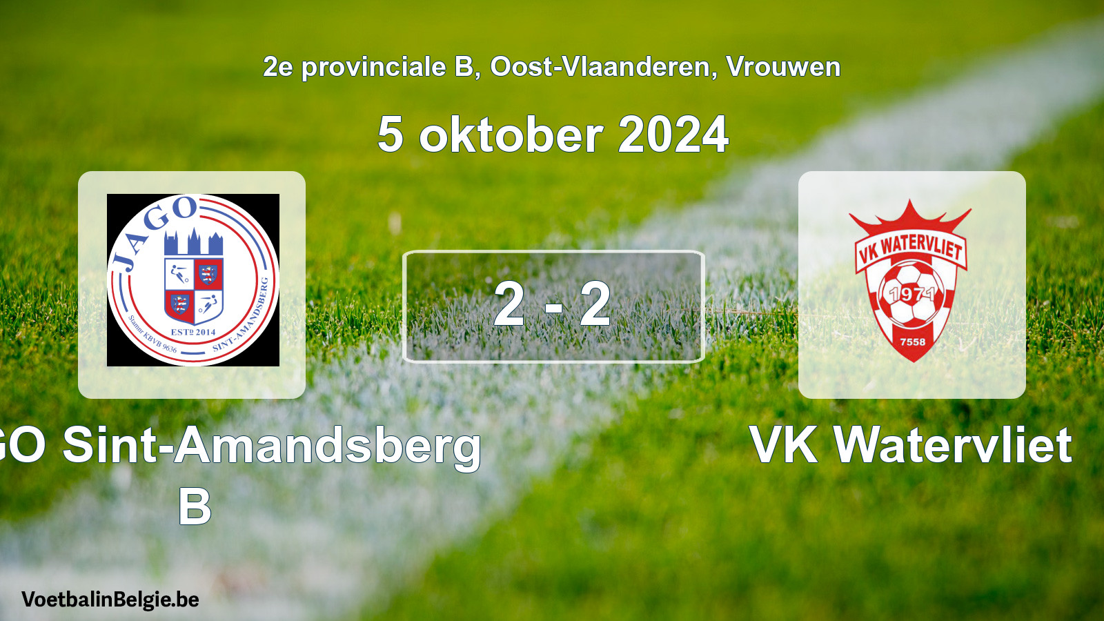 Played match women football: JAGO Sint-Amandsberg B - VK Watervliet 2 - 2 (5 October 2024)