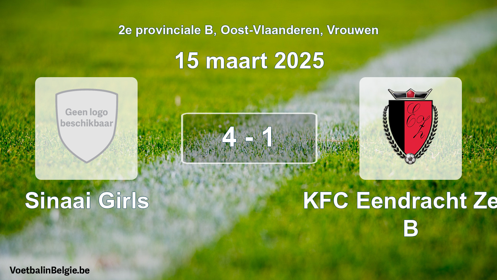 Gespeelde wedstrijd vrouwenvoetbal: Sinaai Girls - KFC Eendracht Zele B 4 - 1 (15 maart 2025)