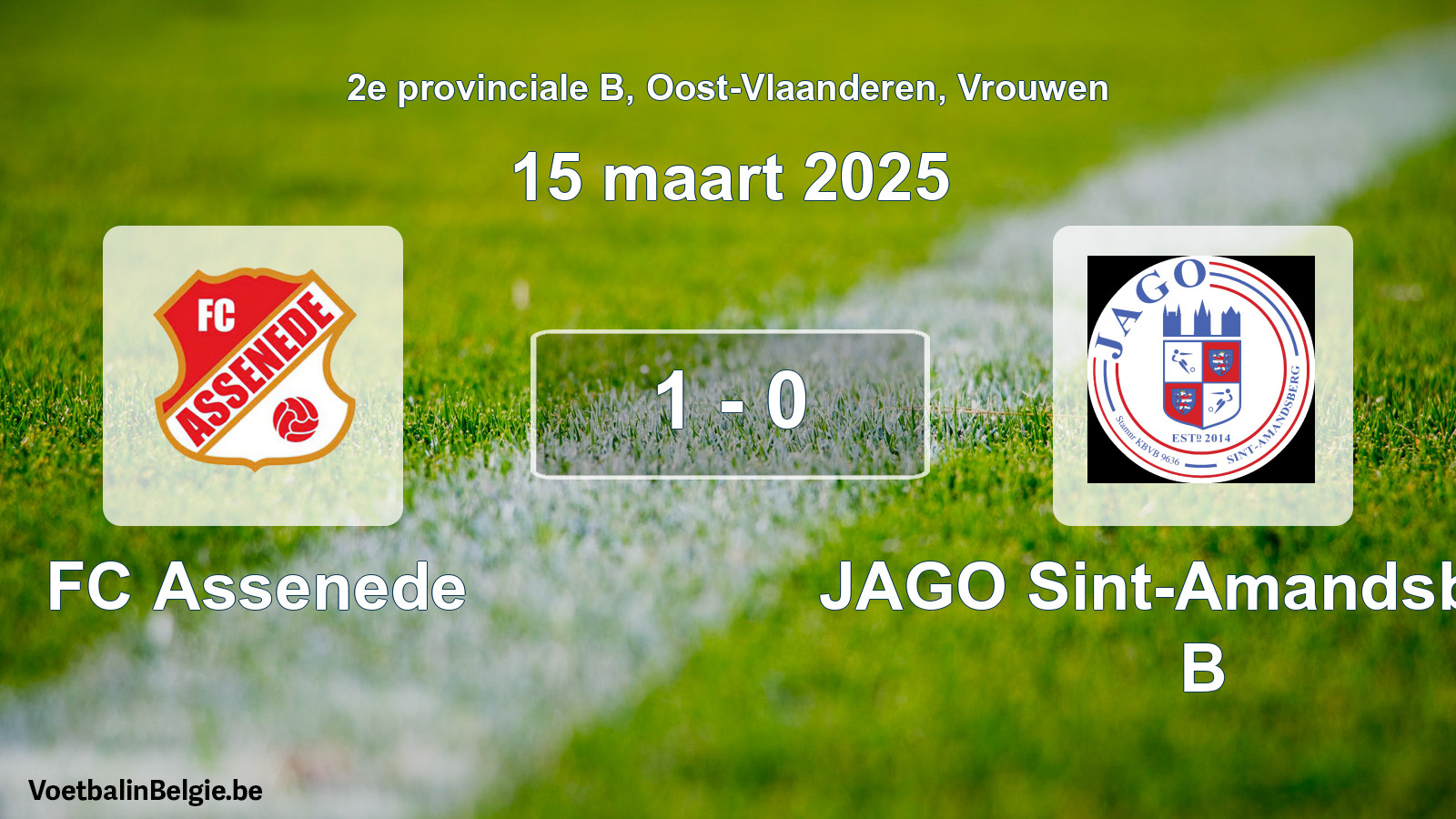 Played match women football: FC Assenede - JAGO Sint-Amandsberg B 1 - 0 (15 March 2025)
