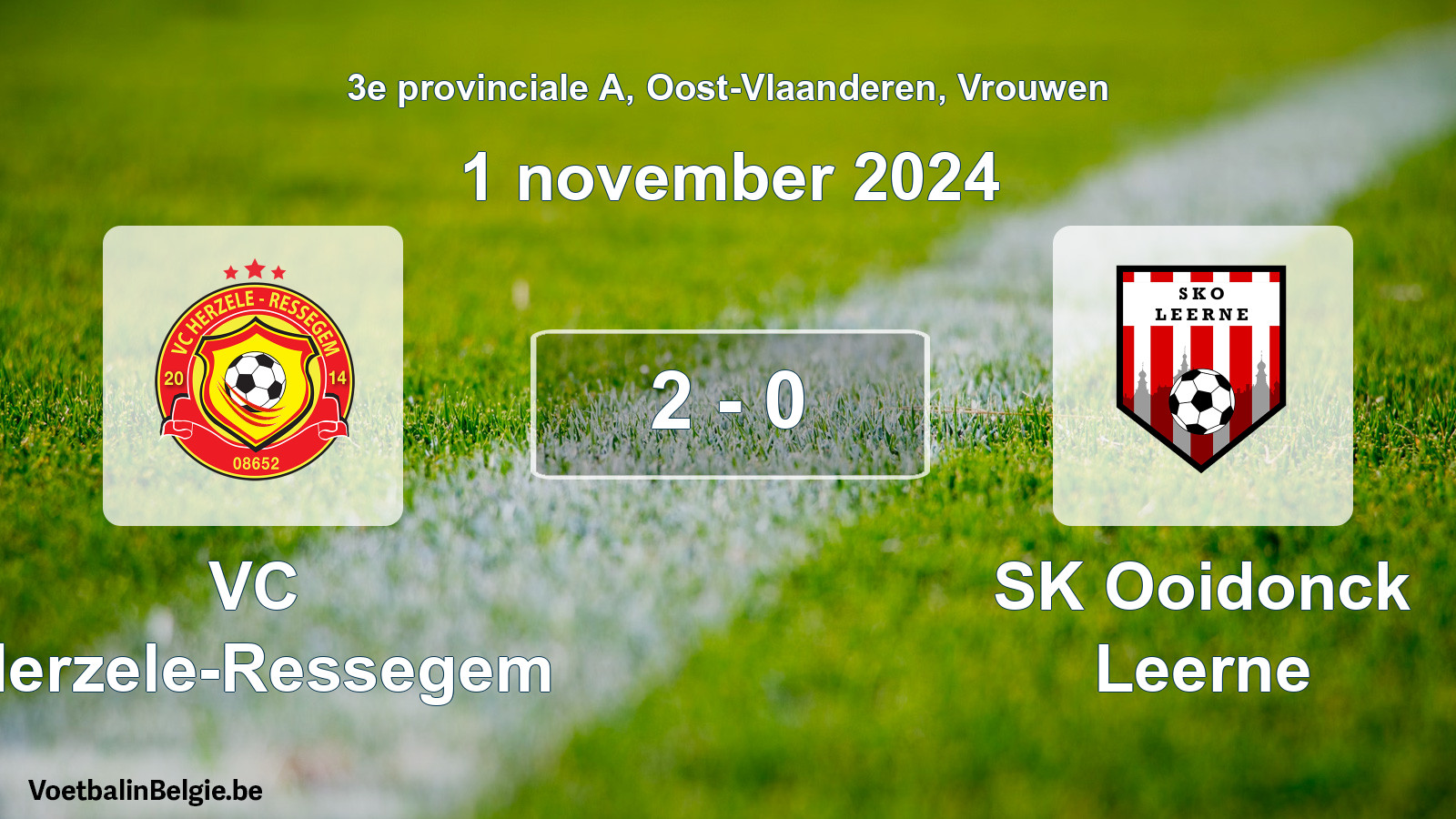Gespeelde wedstrijd vrouwenvoetbal: VC Herzele-Ressegem - SK Ooidonck Leerne 2 - 0 (1 november 2024)