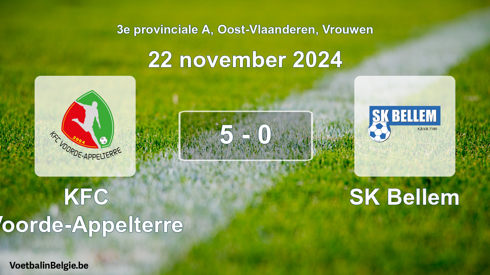 Played match women football: KFC Voorde-Appelterre - SK Bellem 5 - 0 (22 November 2024)