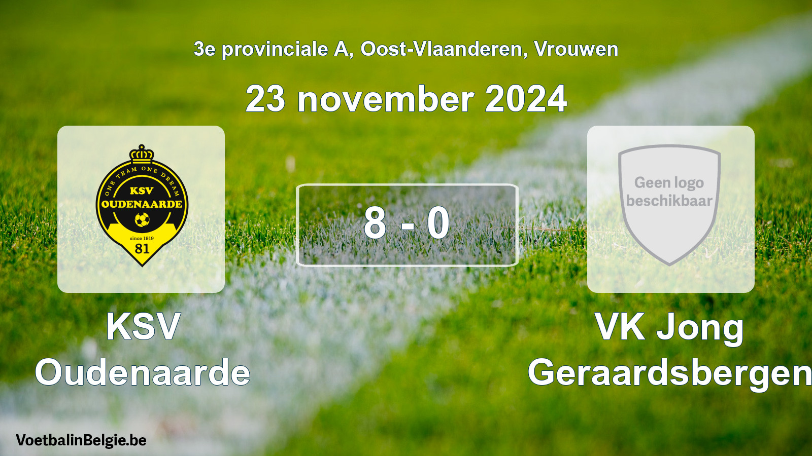 Gespeelde wedstrijd vrouwenvoetbal: KSV Oudenaarde - VK Jong Geraardsbergen 8 - 0 (23 november 2024)