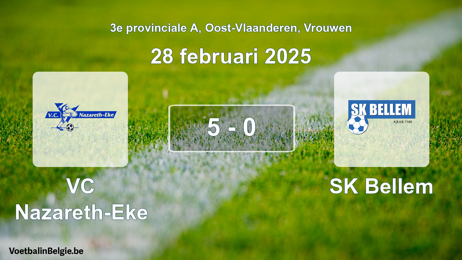 Gespeelde wedstrijd vrouwenvoetbal: VC Nazareth-Eke - SK Bellem 5 - 0 (28 februari 2025)