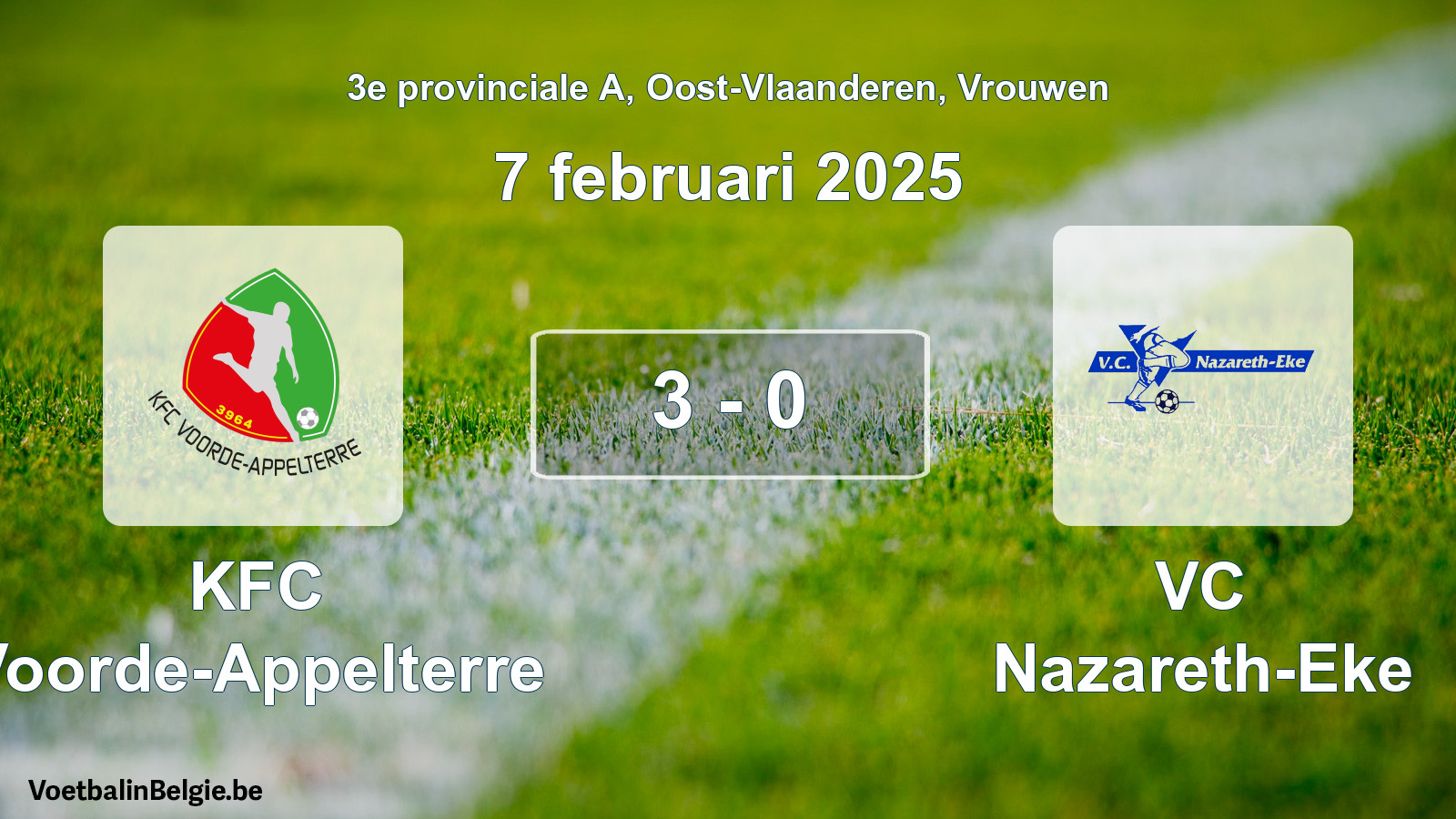 Played match women football: KFC Voorde-Appelterre - VC Nazareth-Eke 3 - 0 (7 February 2025)